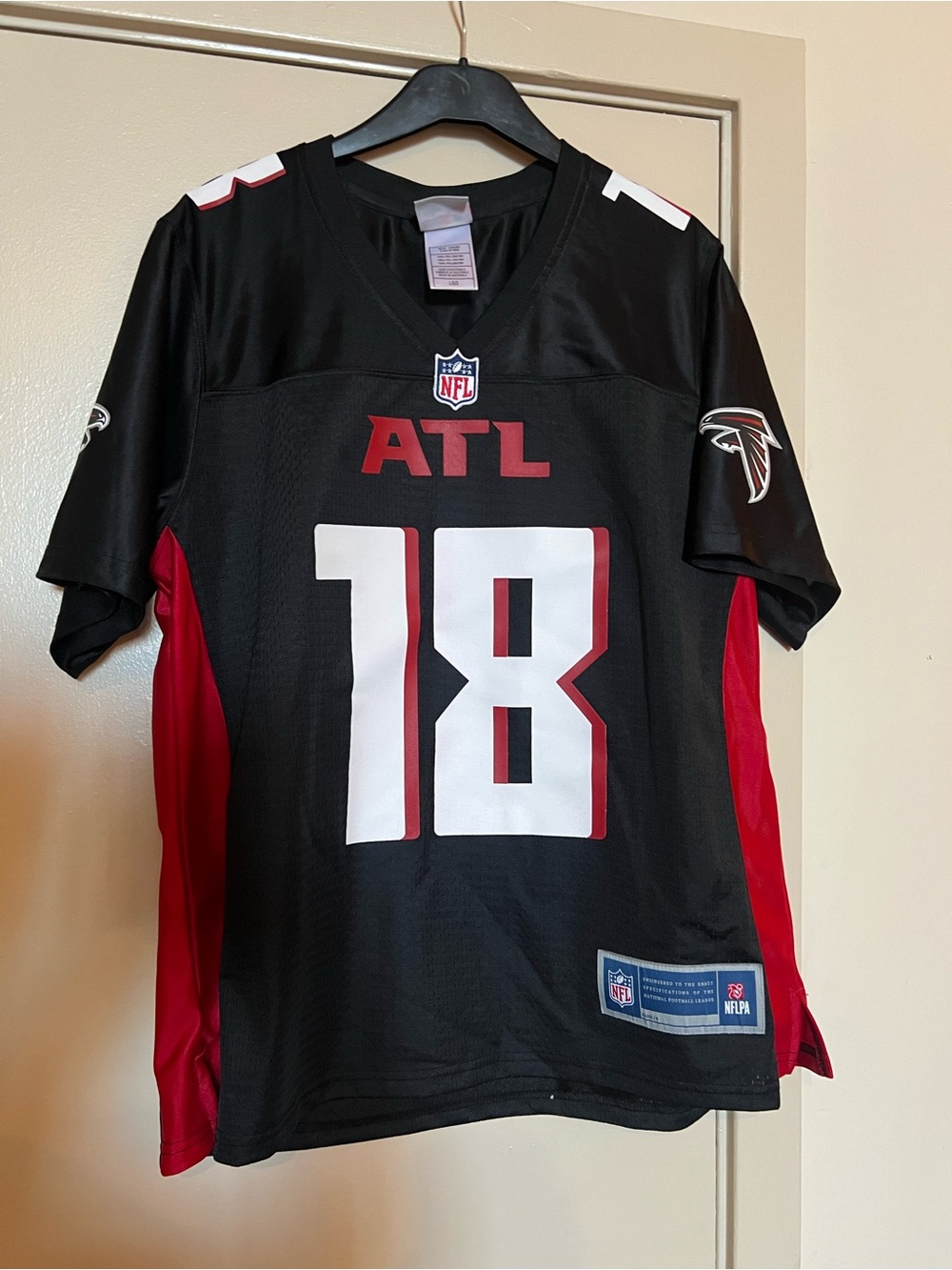 NFL women’s Black & Red #18 Atlanta Falcons Jersey